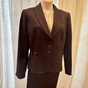 Tahari Skirt Suit sz 16 Brown Black Two Piece Suit